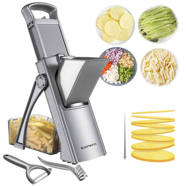 SupMakin Gemüseschneider, Once for All Verstellbar Gemüsehobel Genius Mandoline Vegetable Slicer Kar
