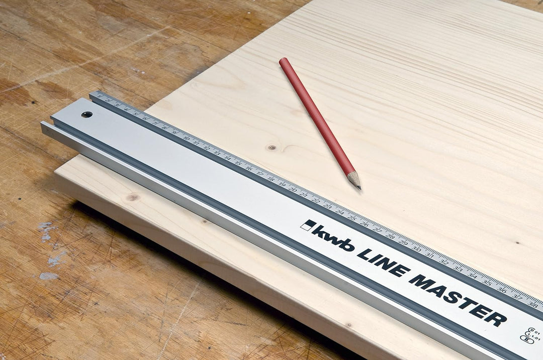 kwb LINE MASTER Präzisionslineal – Aluminium, 800-mm Universal-Führungsschiene für Kreissäge, Stichs