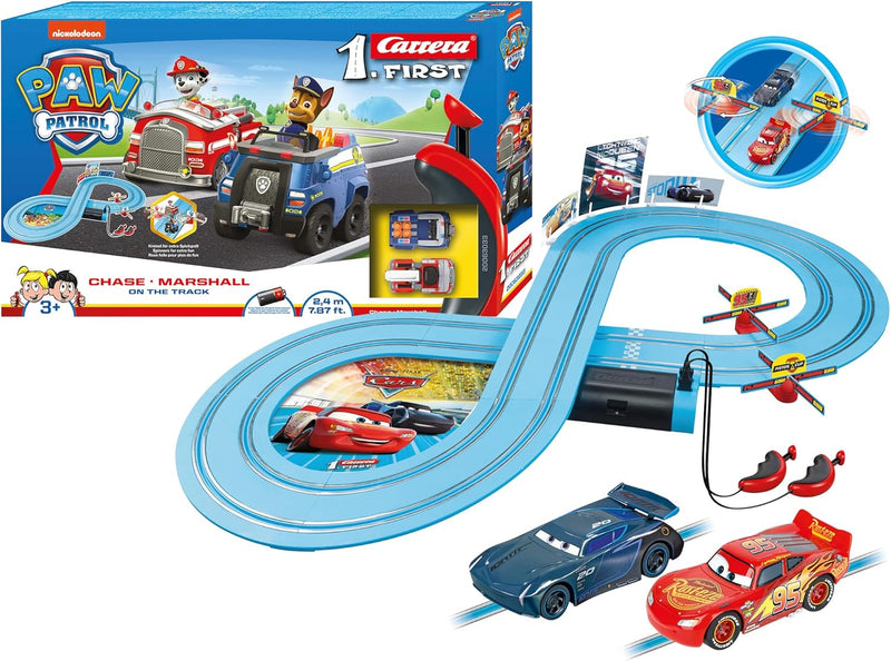 Carrera FIRST Disney Pixar Cars - Power Duell Autorennbahn für Kinder ab 3 Jahren I 2,4m Rennstrecke