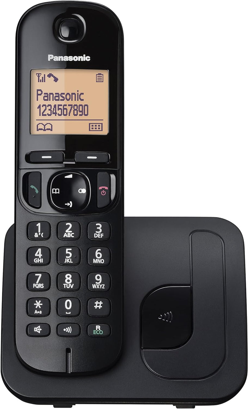 Panasonic Drahtloses Festnetztelefon mit LCD,Anrufer-ID,Telefonbuch mit 50 Nummern,Navigationstaste,