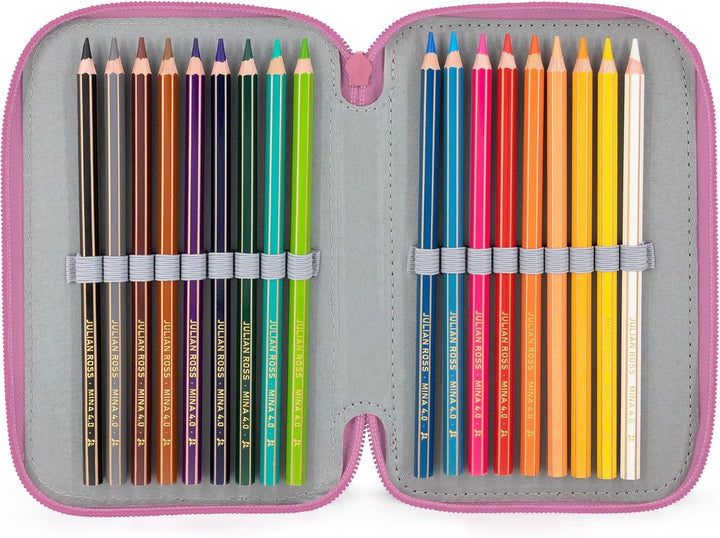 3-Fach Federmäppchen Mädchen Gefüllt für Stitch Fan – Schulmäppchen Set 46 Teile mit Radierbaren Sti