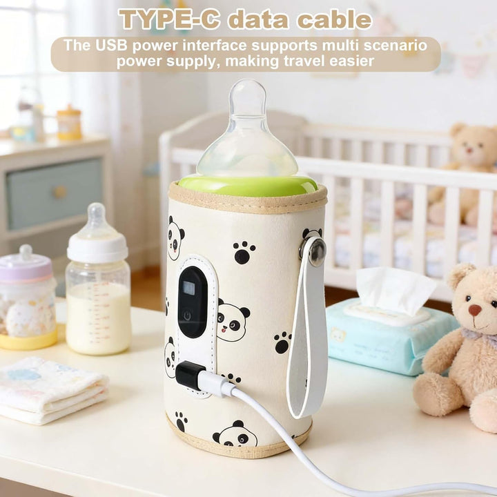 USB Tragbarer Babyflaschenwärmer mit LCD Display, Flaschenwärmer Baby Temperatur, Hält Flüssigkeiten