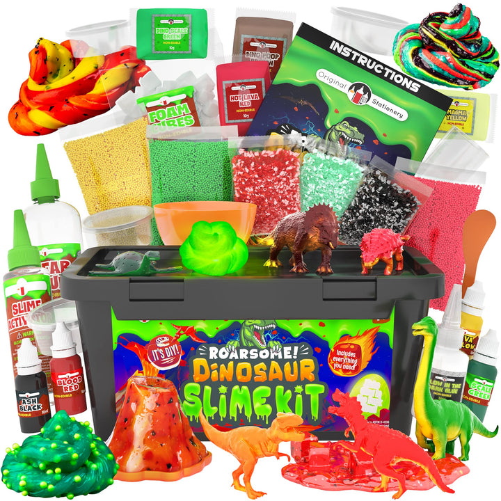 Original Stationery Dinosaurier Schleim-Set, Schleimlabor-Set für Jungen zum Erstellen von im Dunkel