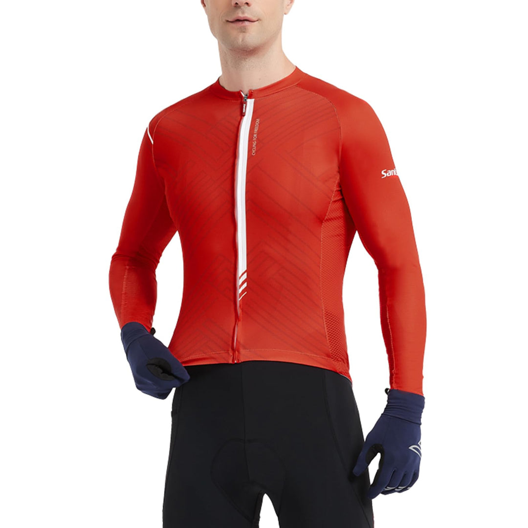 Santic Fahrradtrikot Herren Langarm Radtrikot Winter Fahrradshirt Herren Atmungsaktiv mit Taschen S