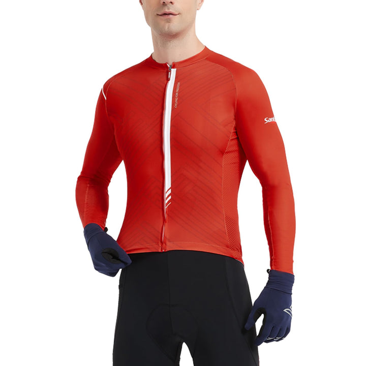 Santic Fahrradtrikot Herren Langarm Radtrikot Winter Fahrradshirt Herren Atmungsaktiv mit Taschen S