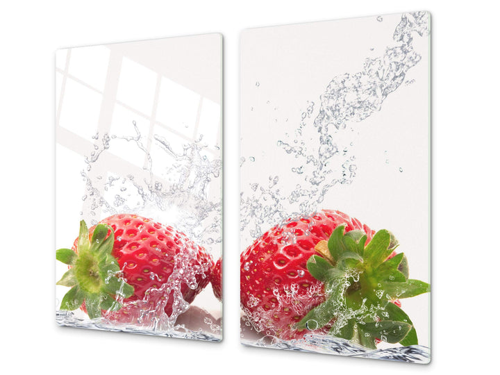 Küchenbrett aus Hartglas und Induktionskochplattenabdeckung – Schneideplatten SINGLE mit 60 x 52 cm