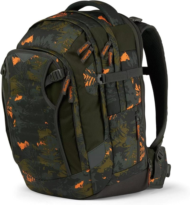 satch match Schulrucksack ergonomisch, erweiterbar auf 35 Liter, extra Fronttasche Jurassic Jungle -