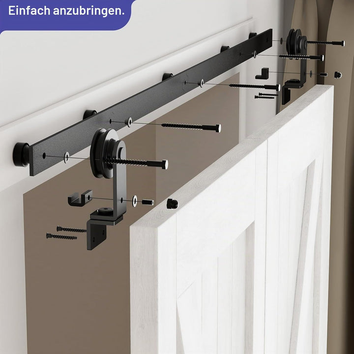 122cm/4FT Bifold Schiebetürbeschlag Schiebetüren Schiebetürsystem Komplettset Laufschiene Rollen Set