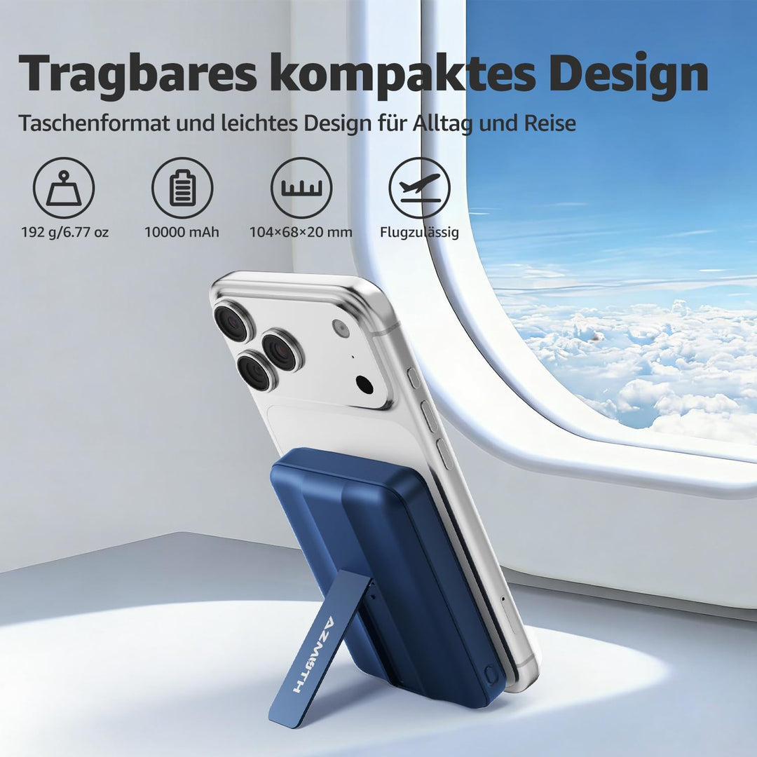 Magnetische Wireless Powerbank 10000mAh, Kompatibel mit MagSafe, Tragbare 15W Kabelloses Schnelllade