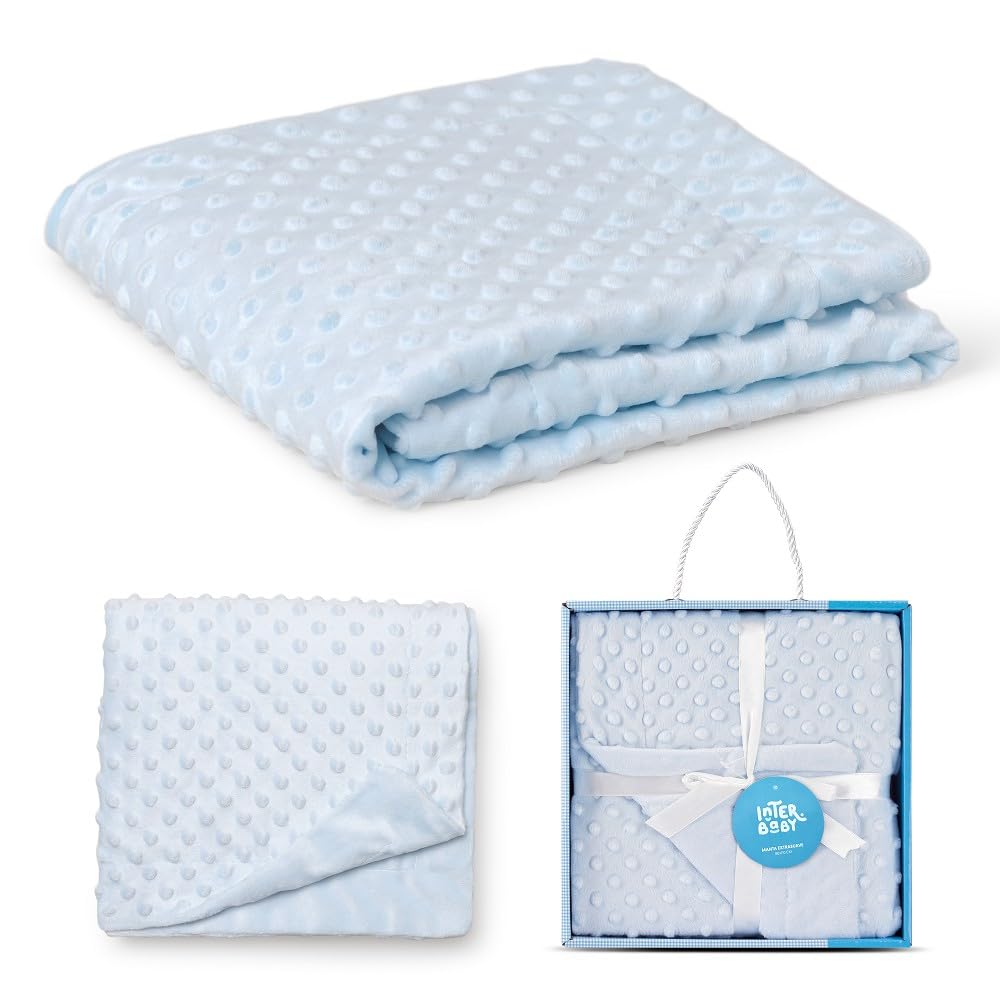 INTERBABY 0881-01 Microfase Babydecke 80 X 110 cm, blau, Blau