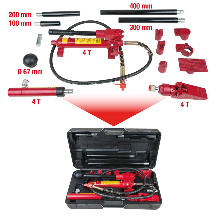 KS Tools 160.0445 Hydraulischer KFZ-Richtwerkzeugsatz, 4 teilig