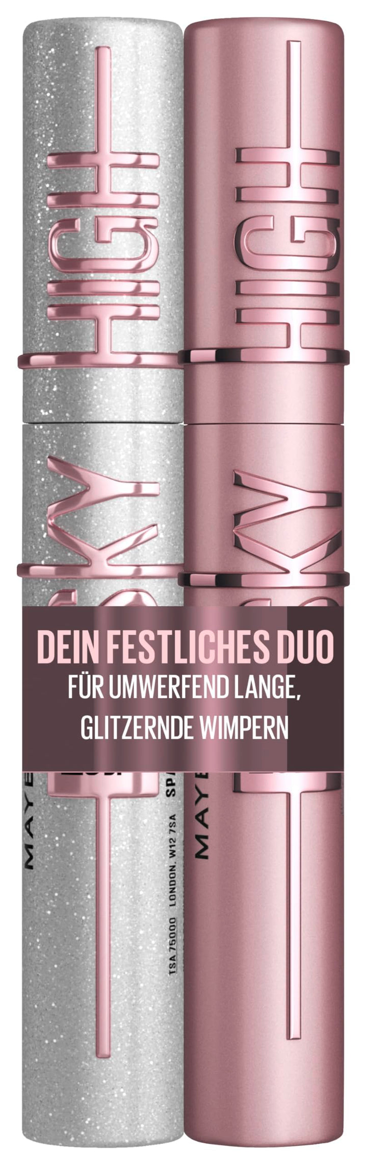 Mascara Set Maybelline New York Lash Sensational Space Diamond, silber glitzernde Topcoat, schimmern