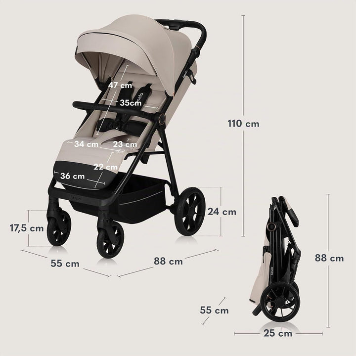 LIONELO IVA Buggy bis zu 22 kg von 6 Monaten bis 4 Jahre Schwenkbare 360° Räder Volle Stossdämpfung