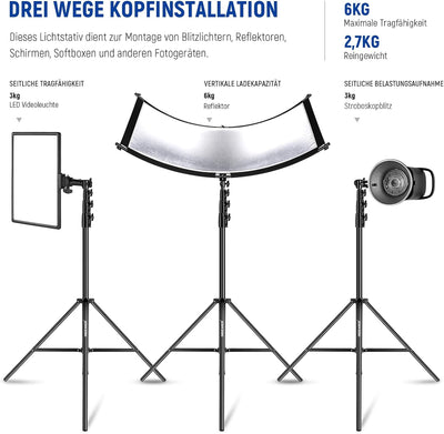 NEEWER 4m Lichtstativ, Luftgepolstertes Heavy Duty Metallstativ für Ringlicht Fotografie Lampen mit