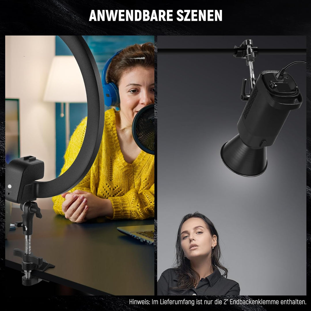 NEEWER 2" Endbacken Schraubstockgriff mit 5/8" Bolzen, Stahlschaft Endschraubstockklemme mit verstel