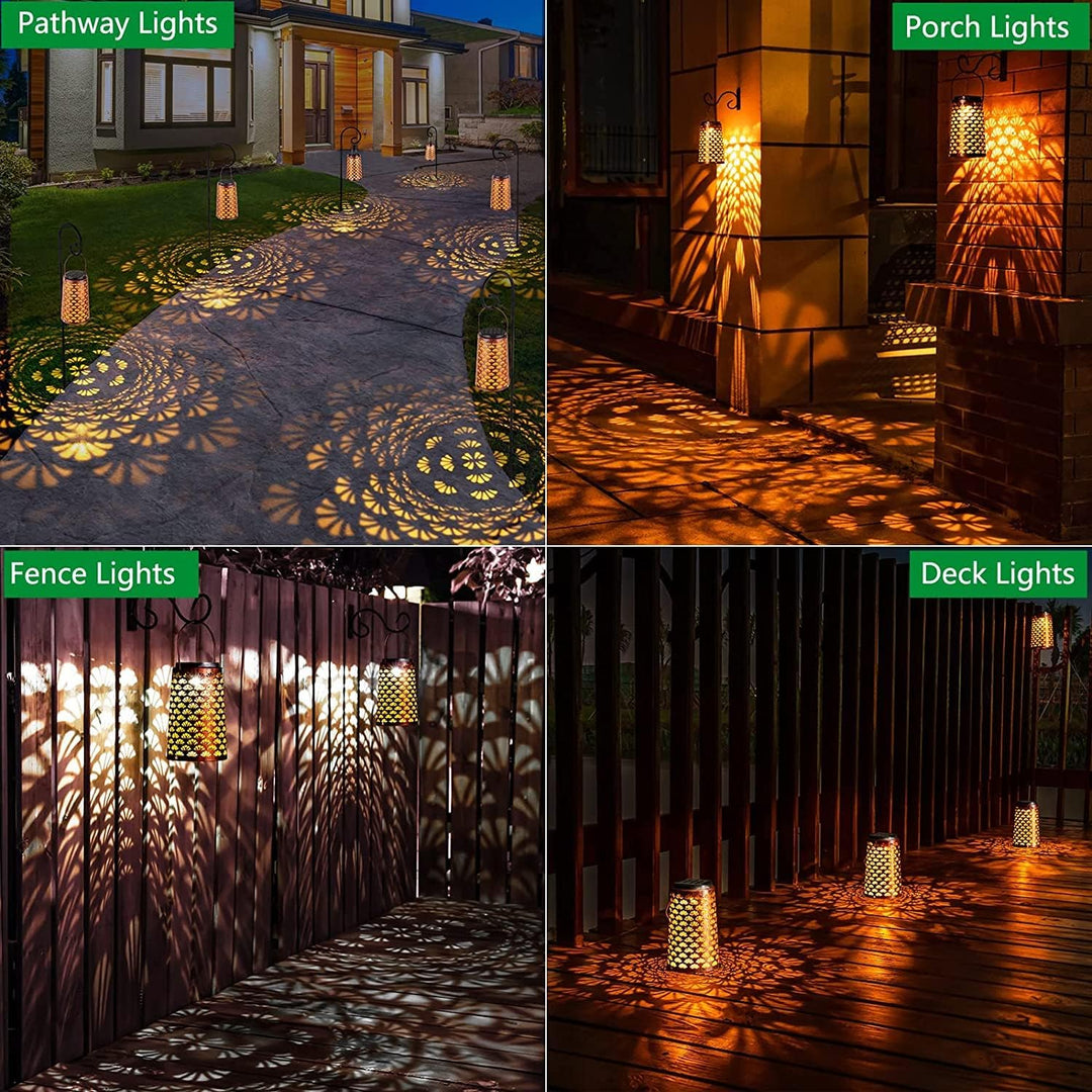 JSOT 4 Stück Solarlaterne LED Solarlampen für Aussen Gartendeko Metall Solar Laterne Hängend Outdoor