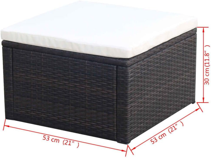 vidaXL Hocker mit Kissen Sitzhocker Balkon Gartenhocker Fusshocker Rattanhocker Gartenmöbel Sitzhock