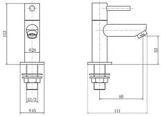 veebath Julia Val 1/2 C CD Chrome Wasserhähne mit Hebel mit Ventiltellern aus Keramik, Hebel