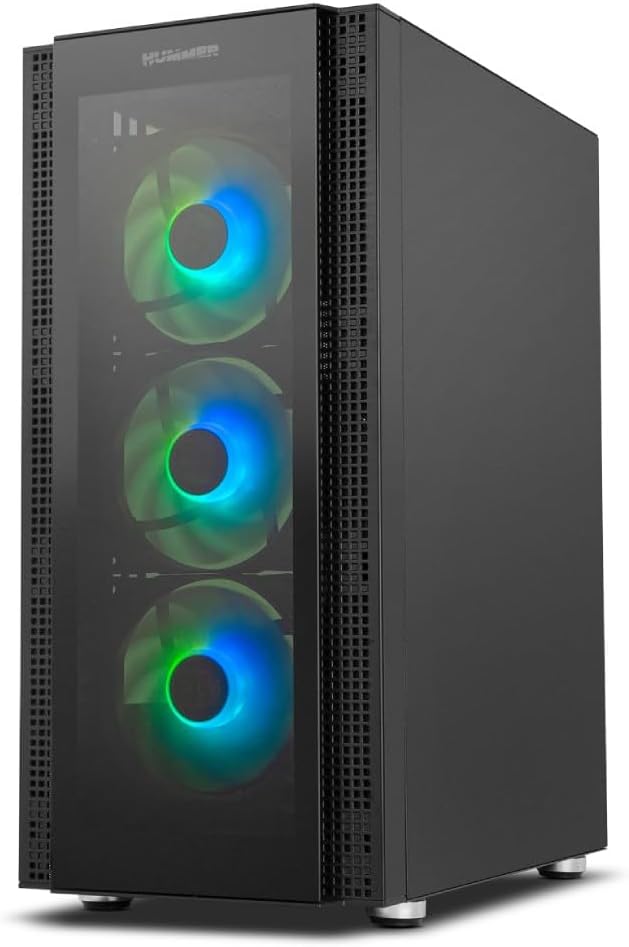 NOX Hummer Horus - NXHUMMERHORUS, Micro-ATX, ATX, Seitenwand und Frontseite aus gehärtetem Glas, 4 A