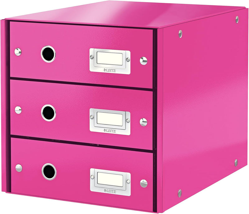 Leitz, Schubladenbox, Pink, 3 Schubladen, A4, Click & Store, 60480023 3 Schubladen Pink, 3 Schublade