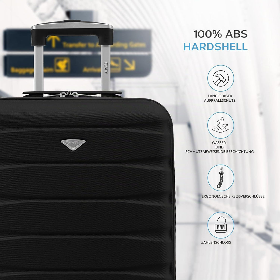 Flight Knight Leichte 4-Rad-ABS-Hartschalenkoffer Handgepack, zugelassen fur uber 35 Fluggesellschaf