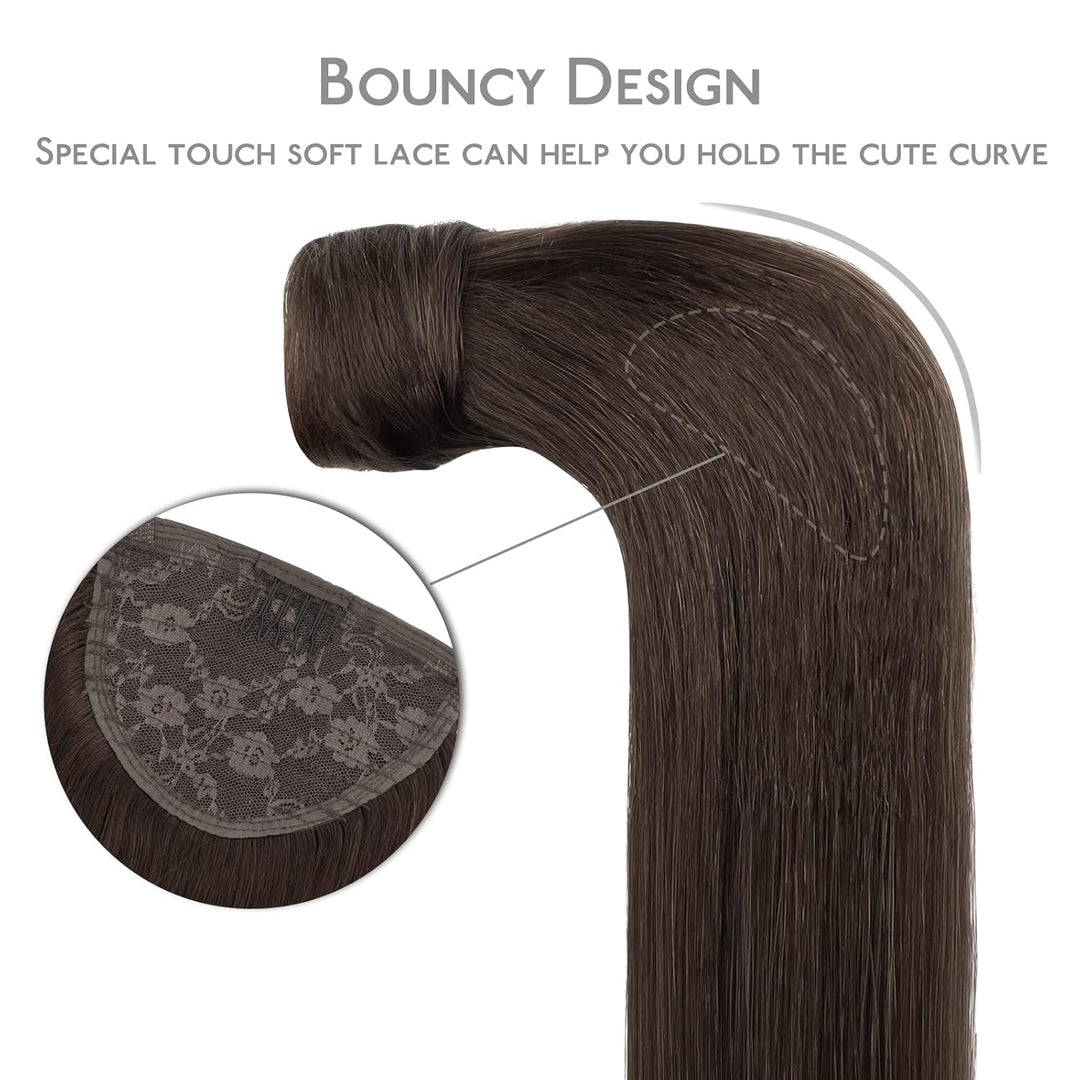 WENNALIFE Ponytail Extension, 55cm 80g Helles Dunkel Braun Pferdeschwanz Haarteil Ponytail Extension