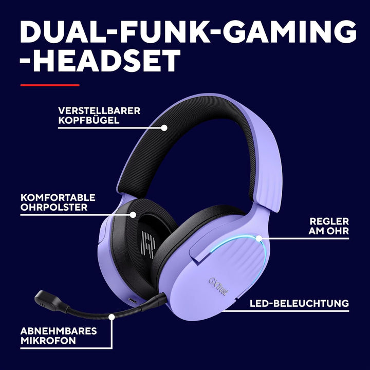 Trust Gaming GXT 491P Fayzo Gaming Headset Bluetooth + 2.4 GHz, 7.1 Surround Sound, 22H Akkulaufzeit