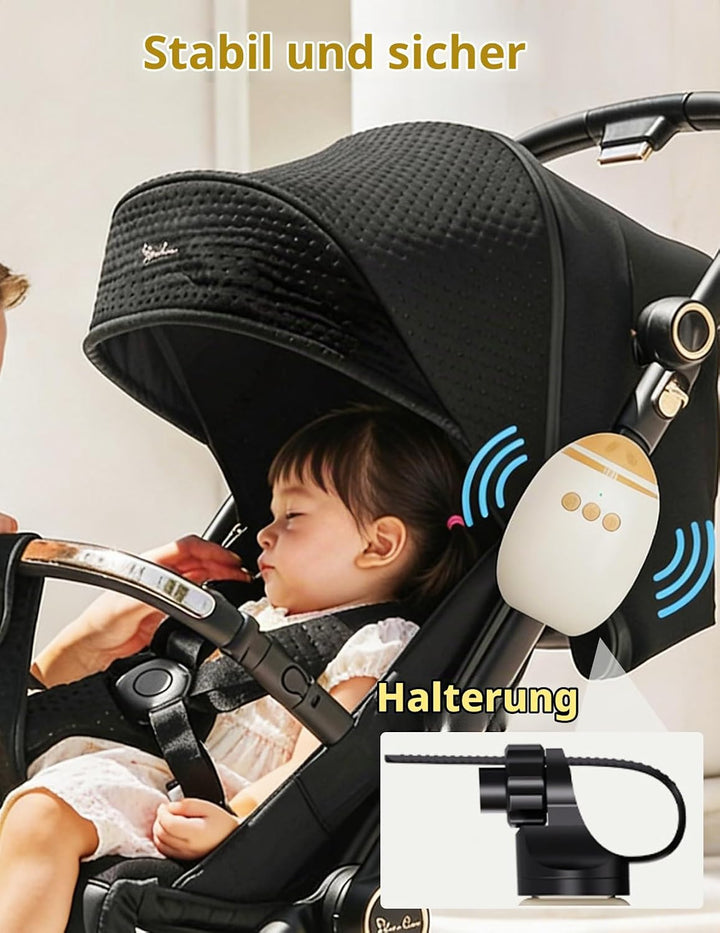 Kinderwagenschaukler, Wiederaufladbar Schlafhilfe für Babys Mit Timer, USB-C Aufladbar, Tragbare Sch