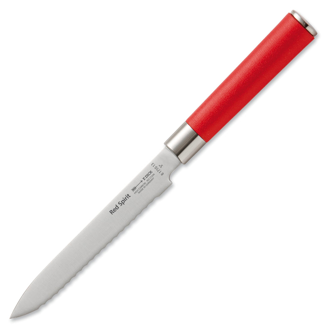 F. DICK Red Spirit Allzweckmesser mit Wellenschliff (13 cm Klingenlänge, arbeitet mühelos durch Scha