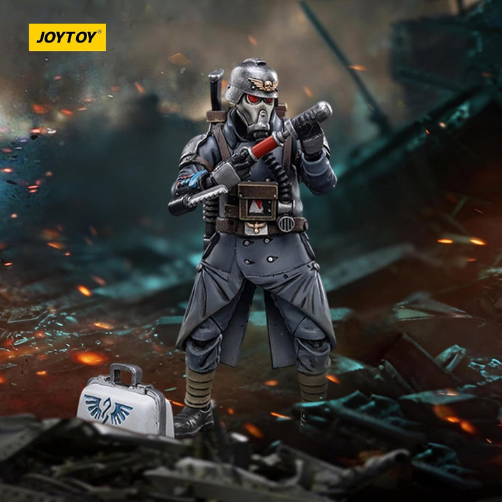JOYTOY Warhammer 40K Astra Militarum Death Korps of Krieg Veteran Squad Guardsman Medic 1/18 Action