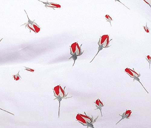 Kaeppel Mako Satin Bettwäsche 2 TLG. 155x220cm Rosen Rot Weiss Grün Knospen 155 cm x 220 cm Mehrfarb