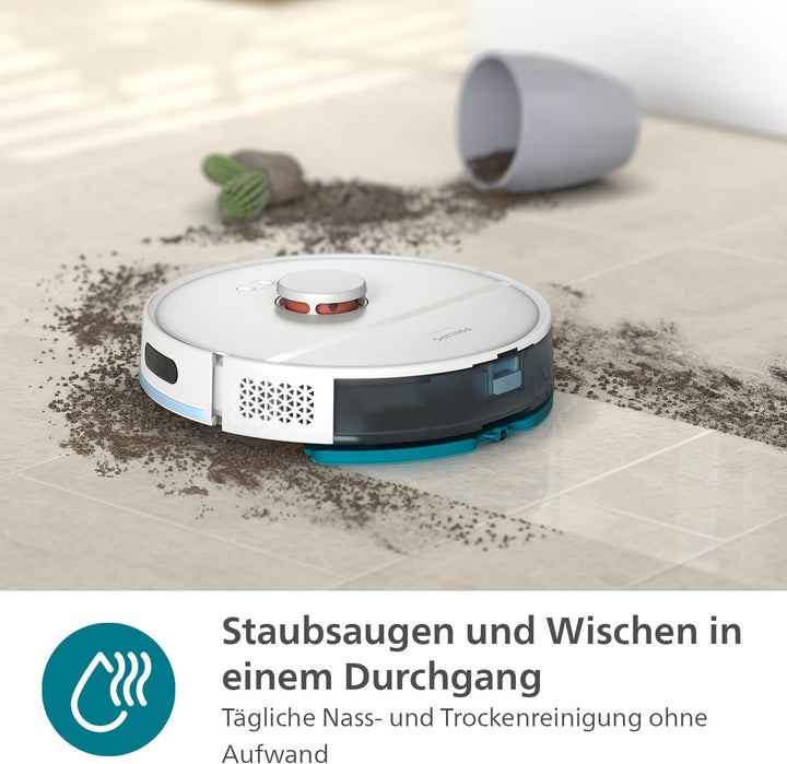 Philips Homerun Serie 2000: 2-in-1 Saug- und Wischroboter, 130 Minuten Laufzeit, Lasernavigation, Te