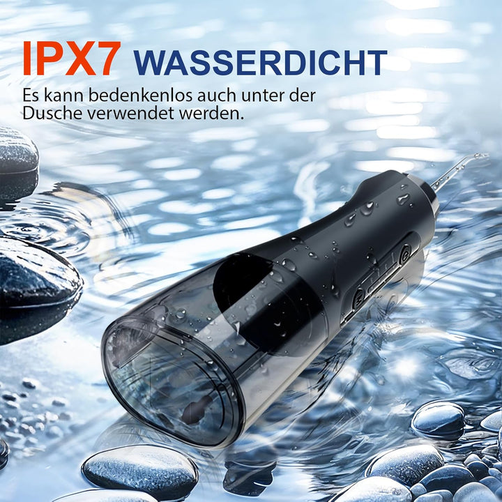 Munddusche Testsieger 2026, 320ML Wassertank IPX7 Wasserdicht, 5 Multifunktionale Jet-Tipps und 4 Mo