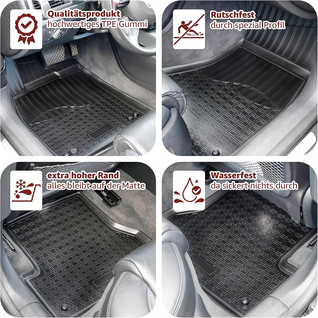 RECAMBO Gummimatten &amp; Kofferraumwanne Set passend für Nissan X-Trail, T32, hoher Ladeboden | ab 2014