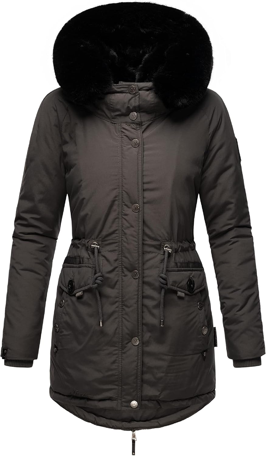 Navahoo Damen warmer Winterparka mit doppelter Kunstpelz-Kapuze Sweety Deluxe XS-XXL L Anthracite, L