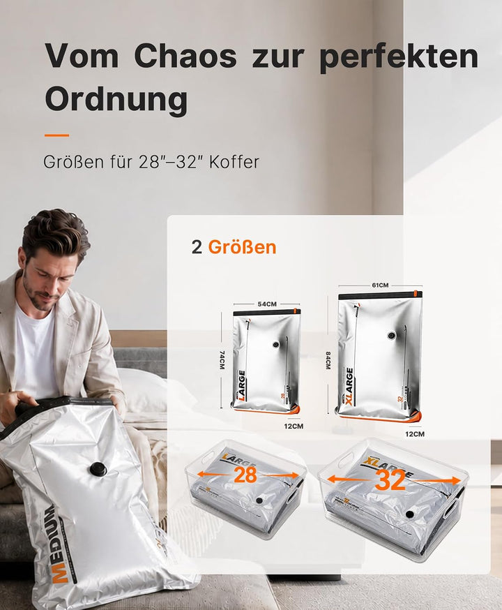 10 Stück Vakuumbeutel für Kleidung mit wiederaufladbarer elektrischer USB-Pumpe, 5× 54×74 cm und 5×