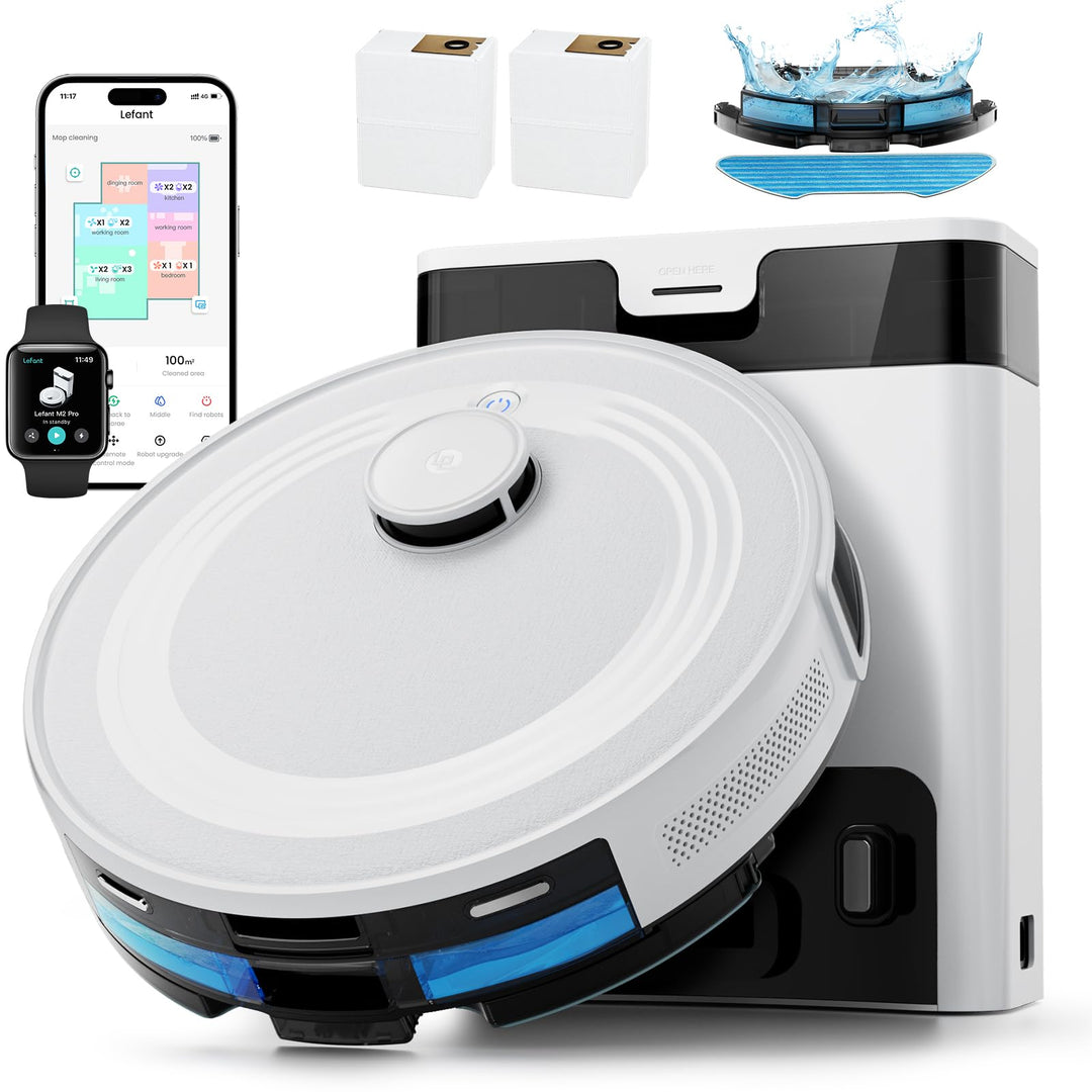 LEFANT M2 Pro Saugroboter mit Wischfunktion, Staubsauger Roboter mit Automatischer Staubentleerung,