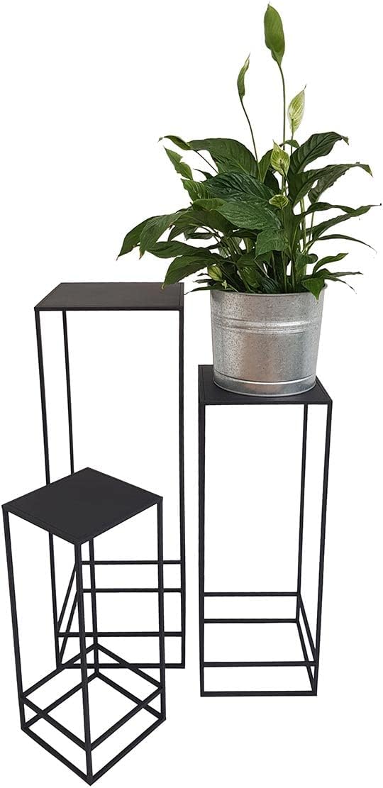 KUHEIGA Beistelltisch Metall schwarz, Pflanzentisch Blumentisch Metall, Deko-Tische gross, gross