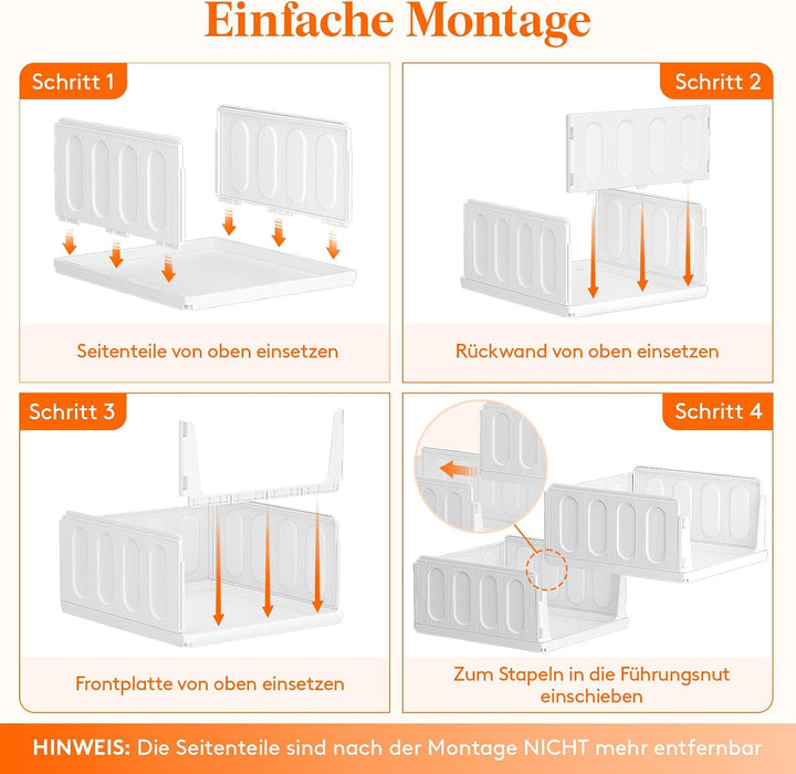 Lifewit 6er Set Stapelbare Kleiderschrank Organizer 35.5 cm Tief | Ausziehbar Kunststoff Ordnungssys