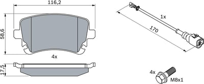 Bosch BP1018 Bremsbeläge - Hinterachse - ECE-R90 Zertifizierung - vier Bremsbeläge pro Set