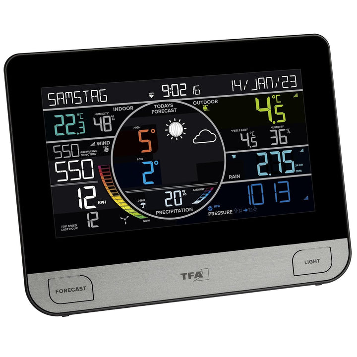 TFA-Dostmann Funk-Wetterstation mit WLAN VIEW PRO TFA 35.8003.01.89 Pool Farbdisplay, Aussensensor W