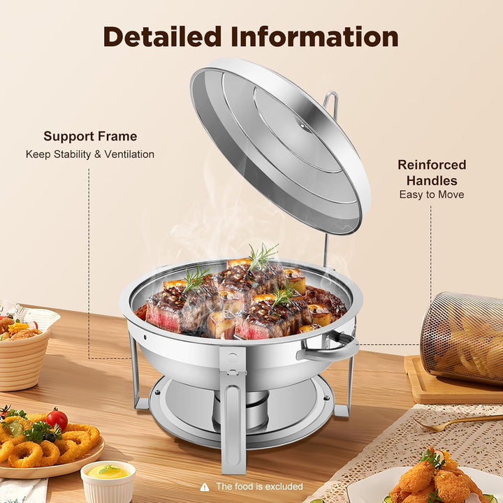 Chafing Dish 7,5 L Edelstahl Rund Warmhaltebehälter für Buffet Catering | 7,5 L Fassungsvermögen · 4