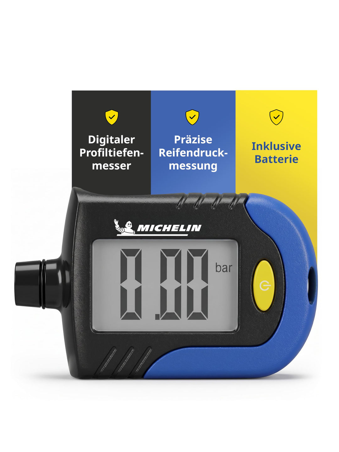MICHELIN 9526 Reifendruck Prüfer Digitaler Luftdruckprüfer Reifen Manometer mit Profiltiefenmesser R