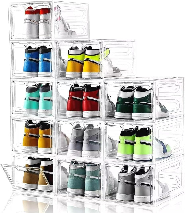 INSTY Schuhboxen, 8er-Set, stapelbar, transparente Kunststoff-Schuhboxen, Schuh-Aufbewahrungsbox und