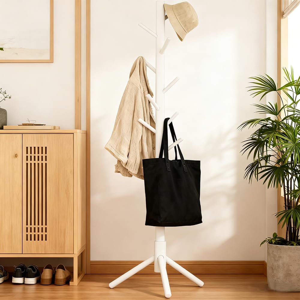 Kleiderständer Stehend Weiss holz Stehender Garderobenständer Clothes Rack Massivholz Jackenständer