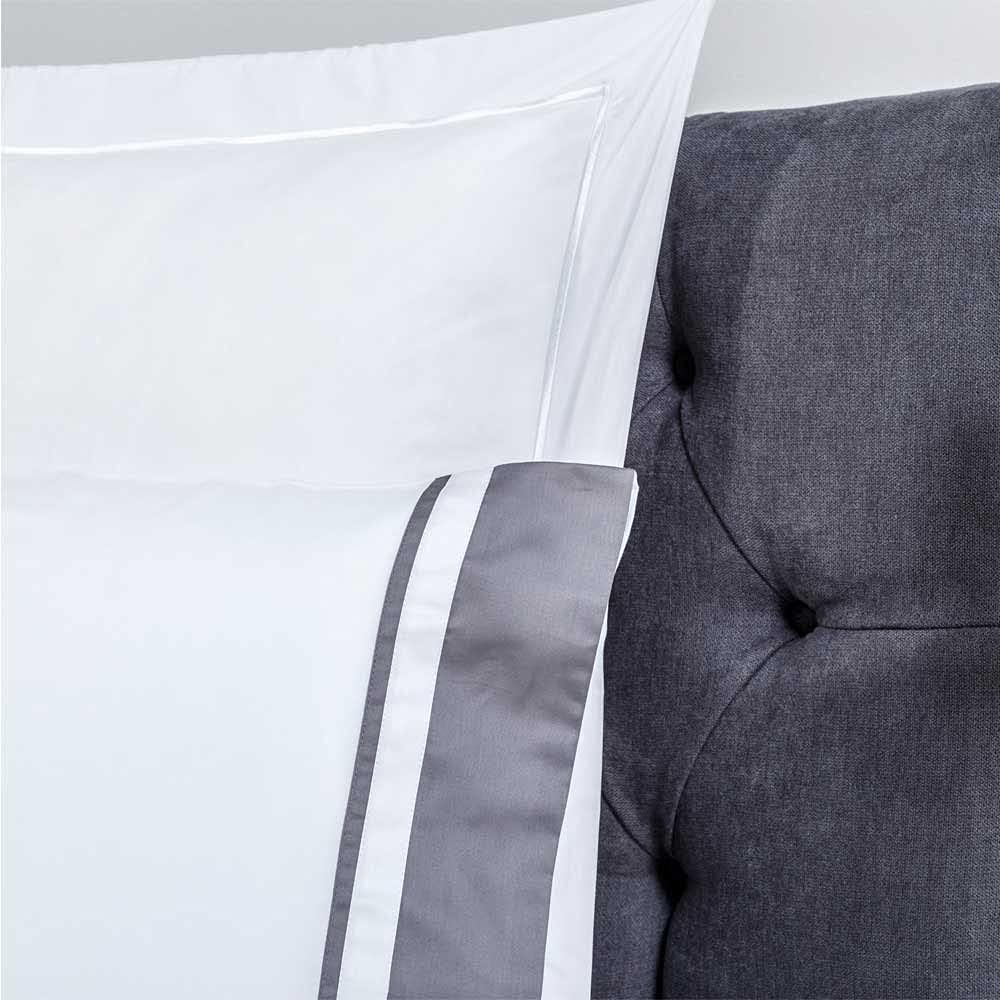 COTTON ARTean Bettwäsche-Set, ägyptische Baumwolle, Fadenzahl 300, Weiss und Dunkelgrau, 135 x 190/2
