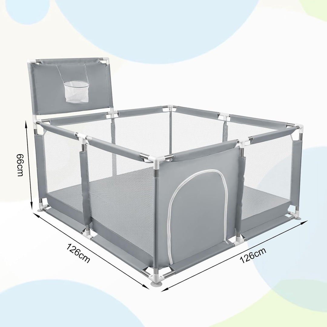 Laufstall Baby,Laufgitter mit atmungsaktivem Netz, sichere Spielecke, Oxford-Gewebe, Playpen, kinder