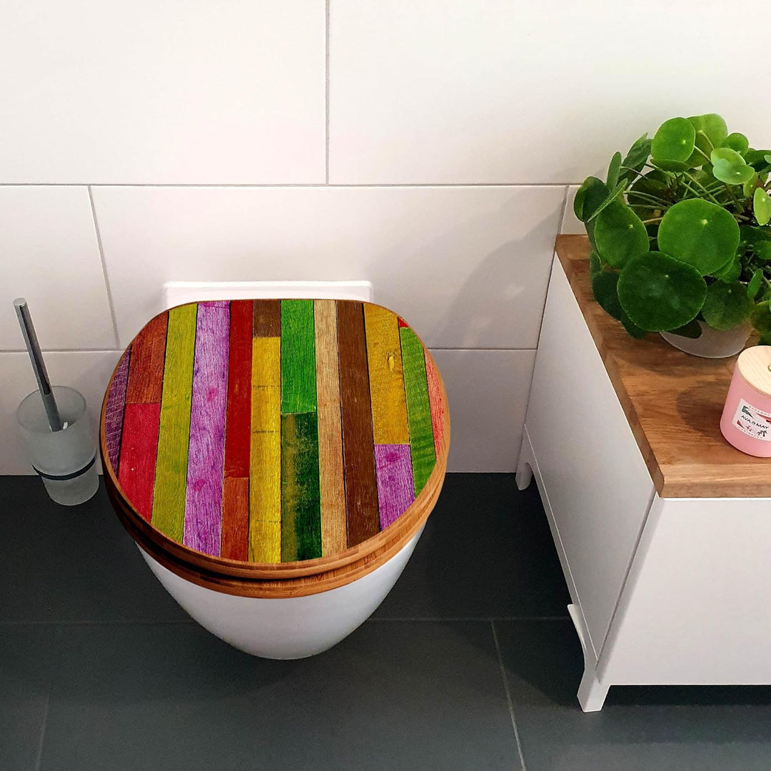banjado Design WC Sitz Bambus Absenkautomatik 45,8x37,5cm - Toilettendeckel mit Absenkautomatik Holz