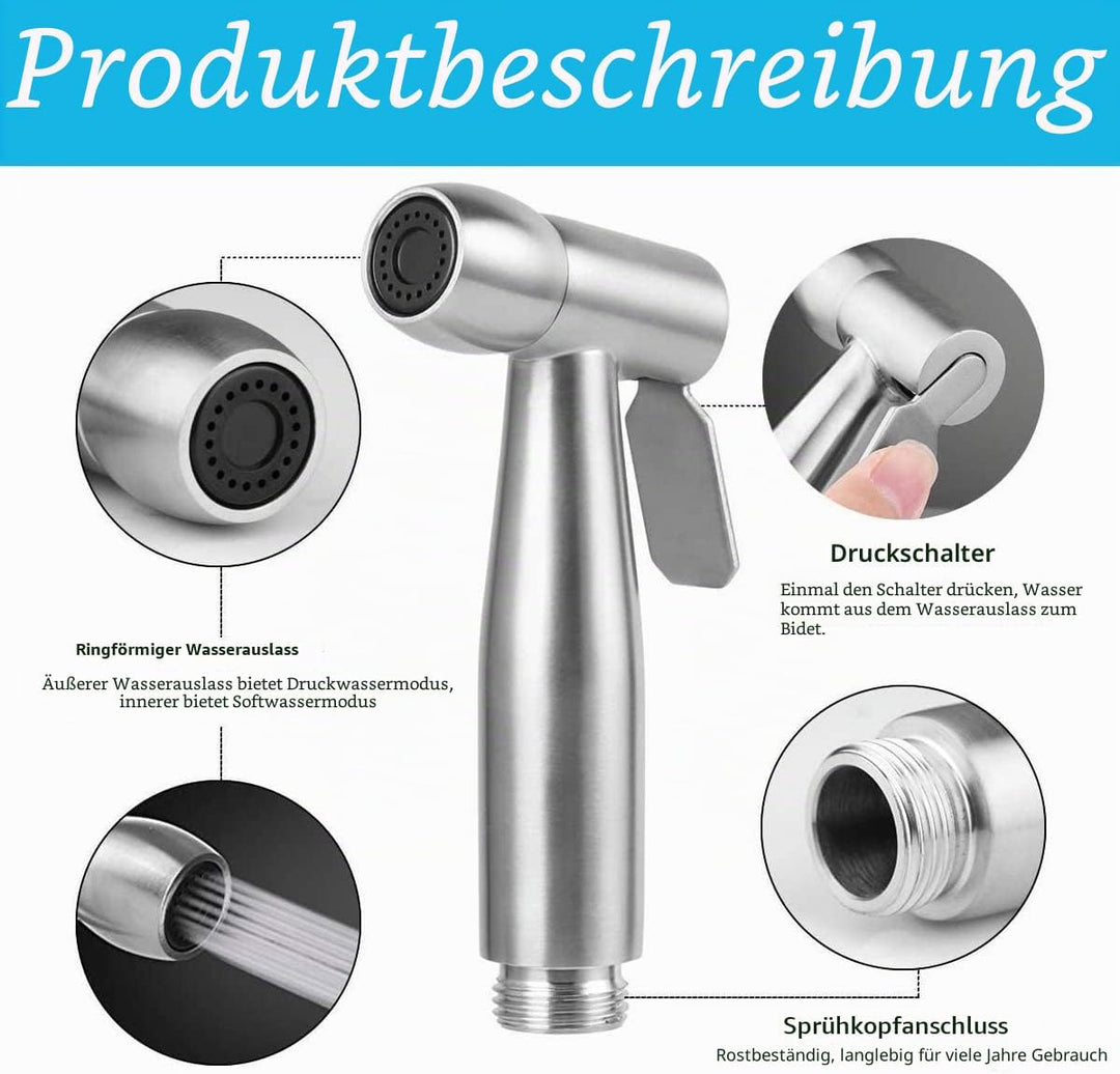 Bidet Edelstahl Handbrause, Muslimische Edelstahldusche Und Baby-StoffwindelsprüH Kit Mit Wasserhahn