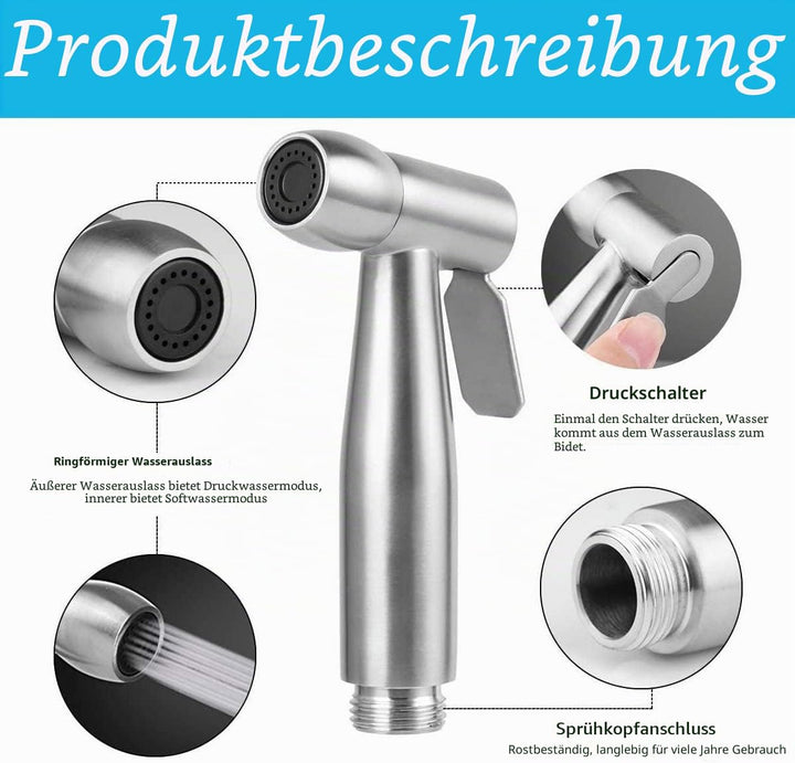 Bidet Edelstahl Handbrause, Muslimische Edelstahldusche Und Baby-StoffwindelsprüH Kit Mit Wasserhahn